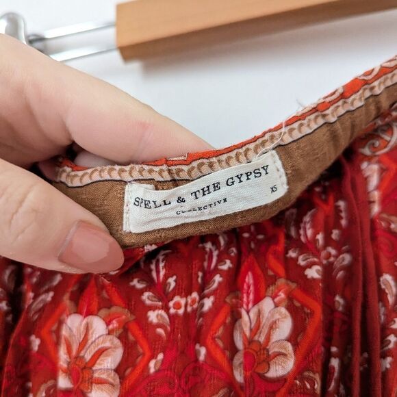 Spell & The Gypsy Collective red Bohemian floral wide leg Jewel Palazzo Pants - Picture 4 of 7